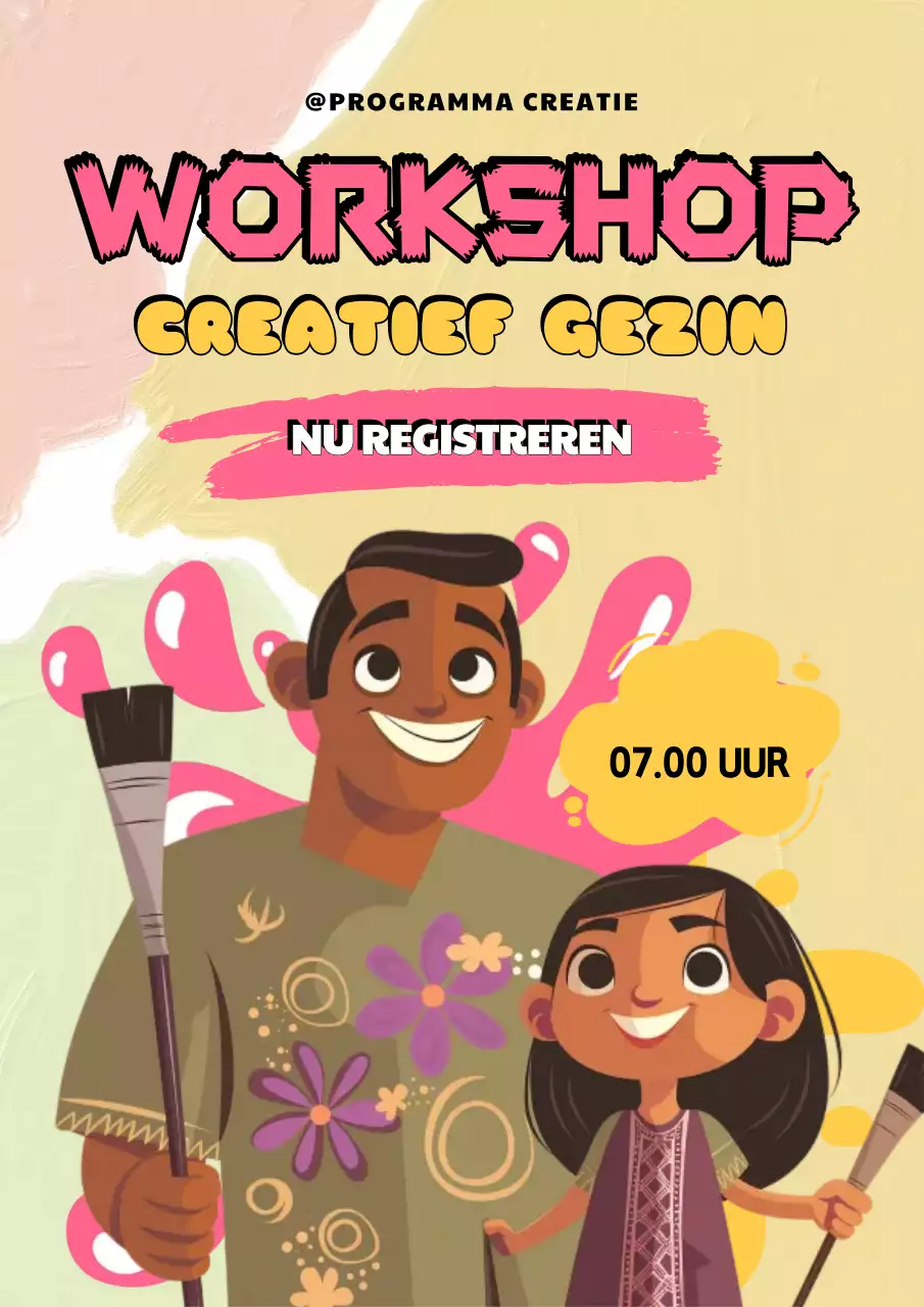 aankondiging roze creatieve workshop