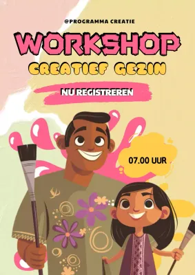 aankondiging roze creatieve workshop