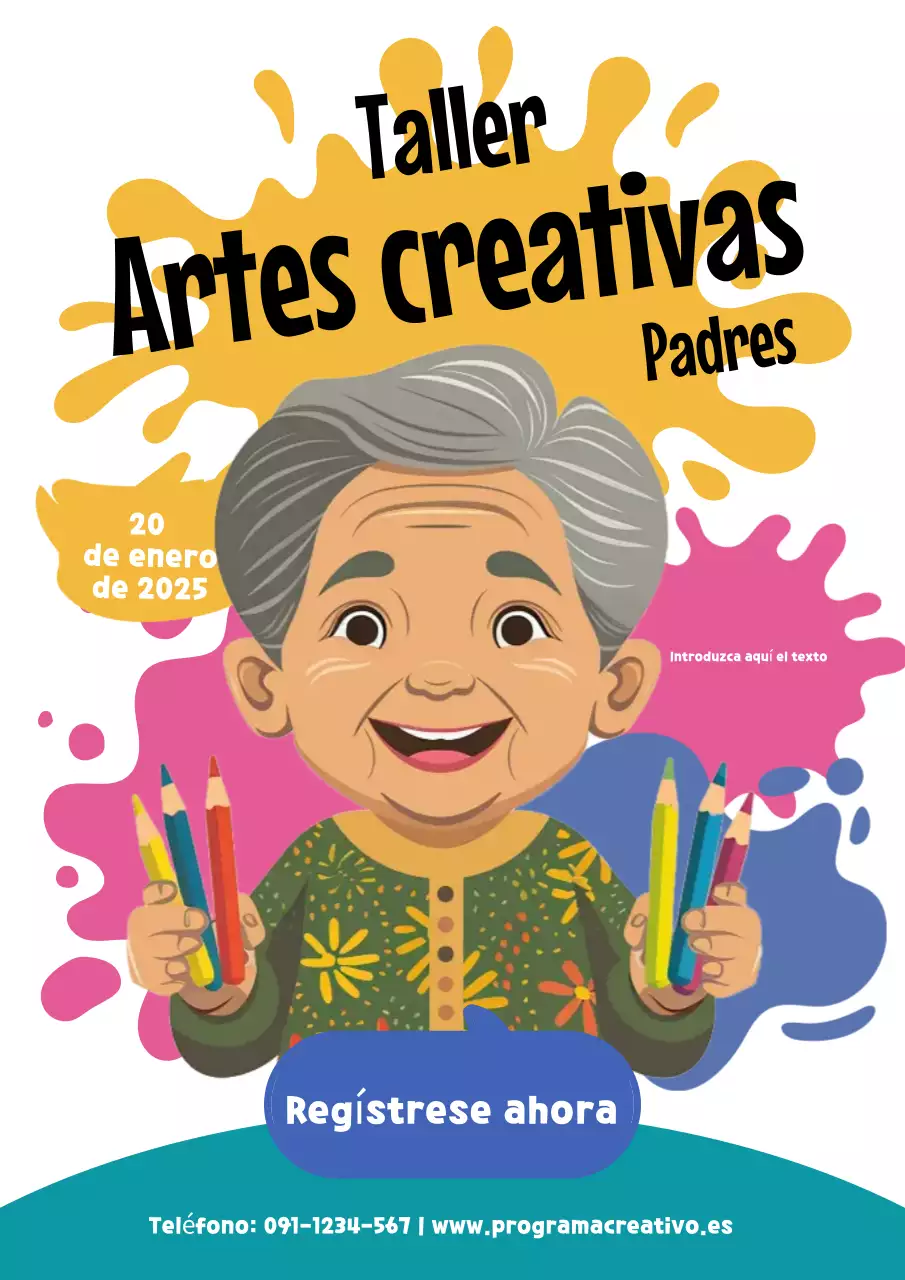 colorida invitación a un taller artístico