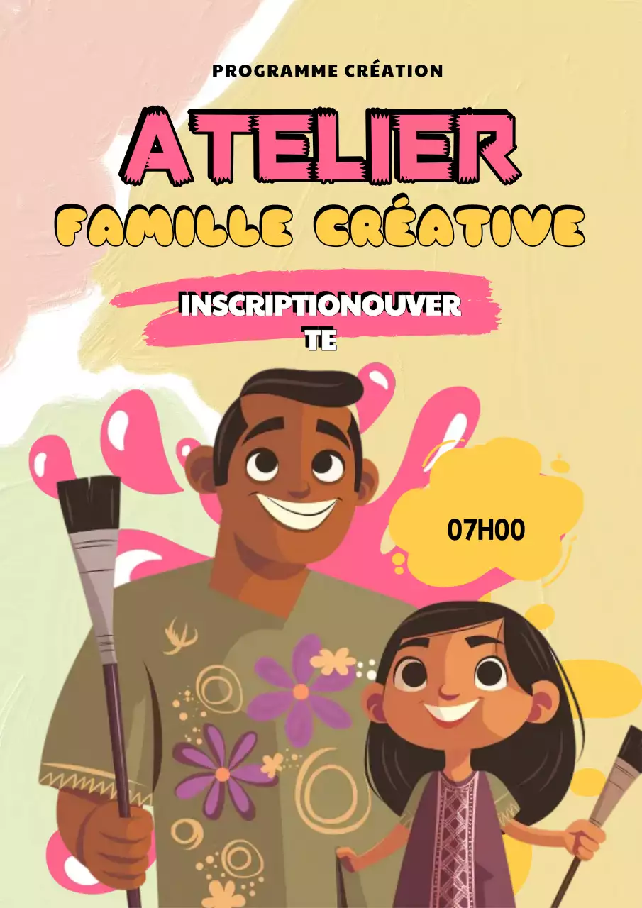 Annonce d'un atelier créatif rose