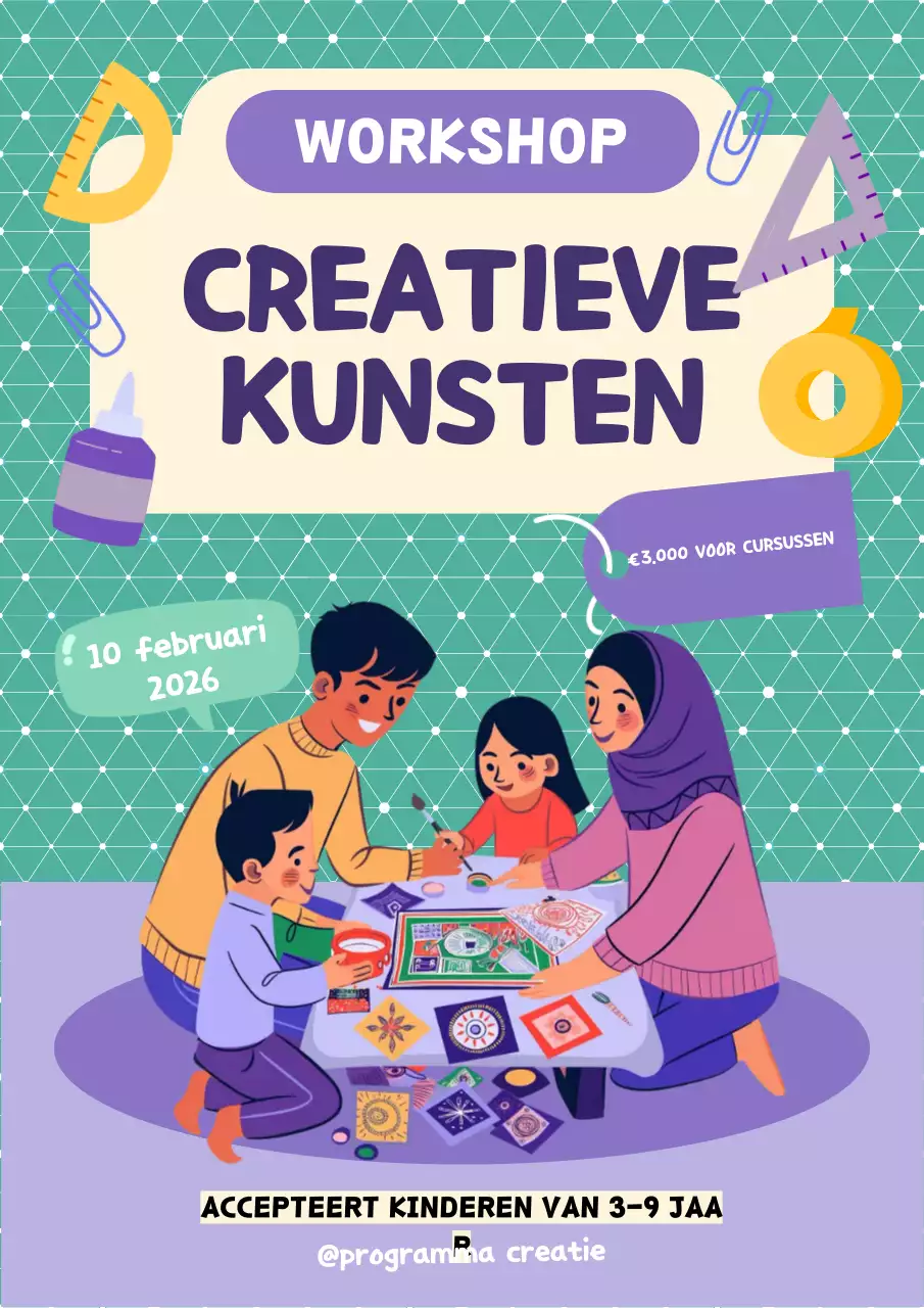 paarse creatieve kunst workshop uitnodiging