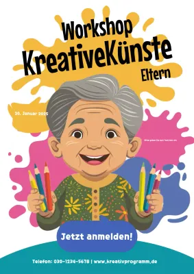 farbenfrohe künstlerische Workshop-Einladung