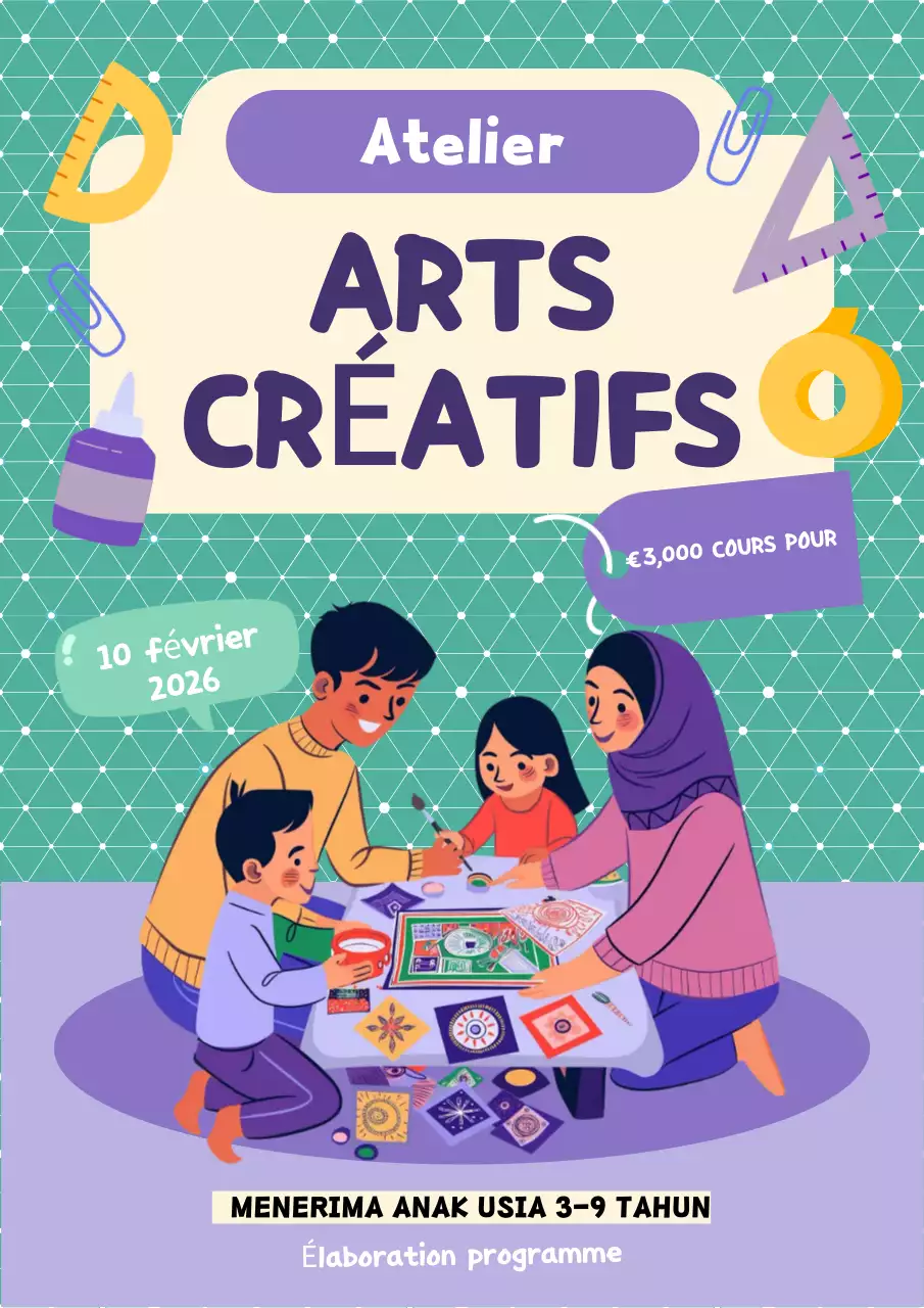 invitation à un atelier d'art créatif violet