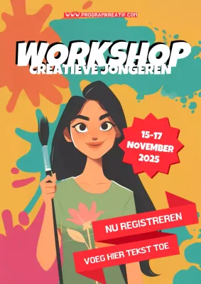 kleurrijke artistieke workshop aankondiging