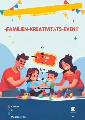 orangefarbene verspielte Familien-Event-Anzeige