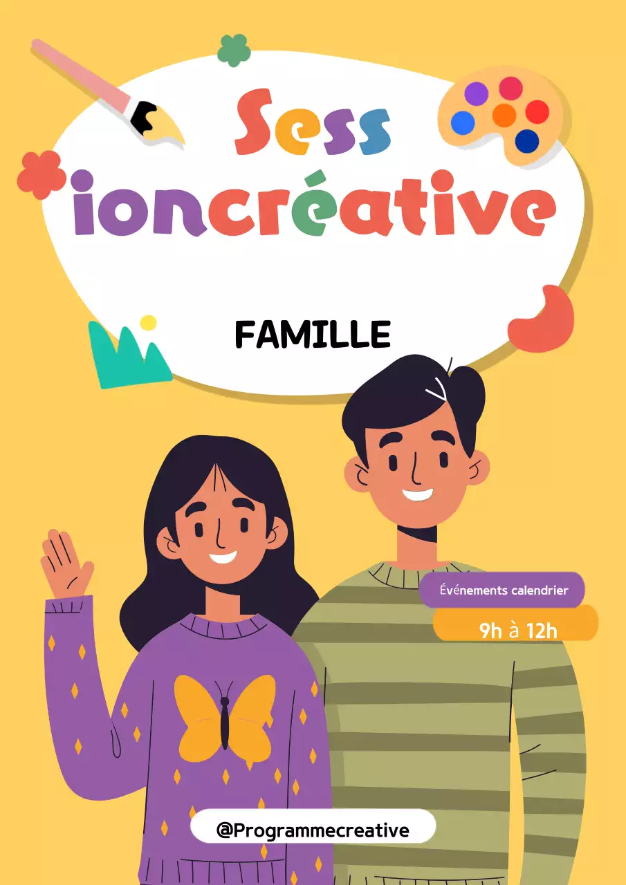 annonce d'événement familial créatif jaune