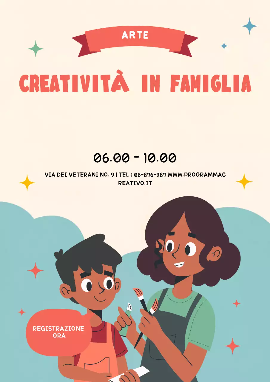 annuncio di evento familiare colorato e retrò