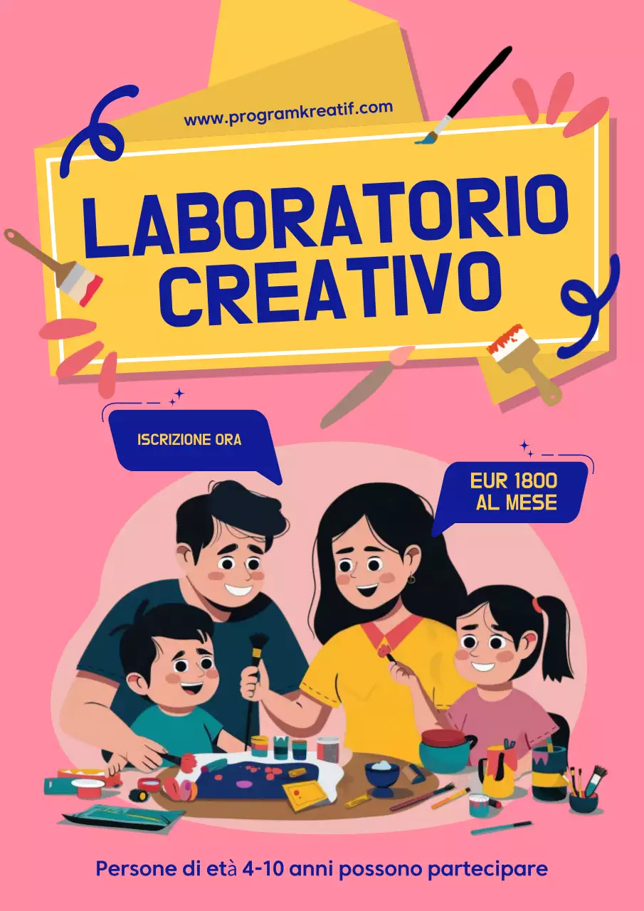 pubblicità del laboratorio creativo rosa