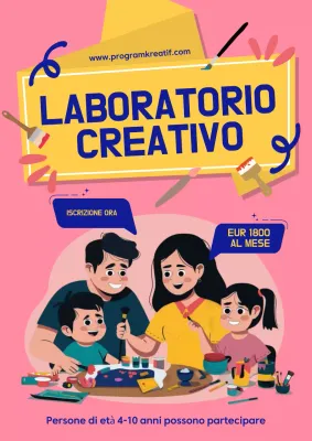 pubblicità del laboratorio creativo rosa