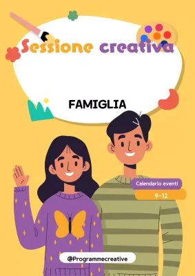 annuncio di evento creativo giallo per la famiglia