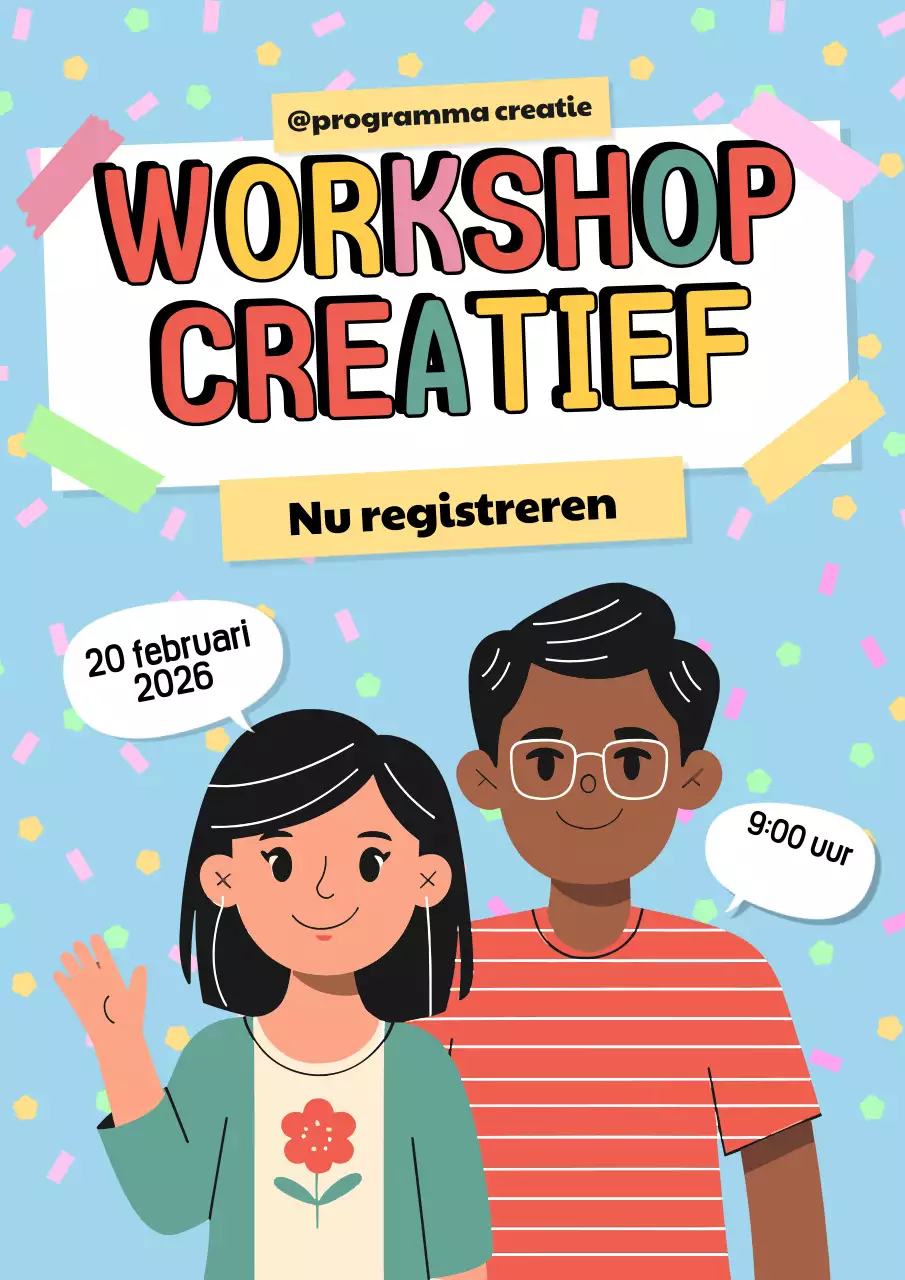 uitnodiging kleurrijke stripworkshop