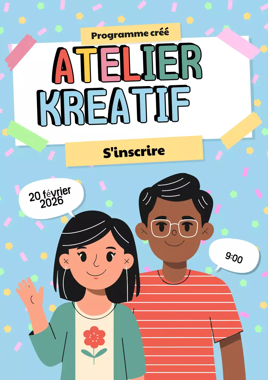 invitation à l'atelier de bande dessinée colorée