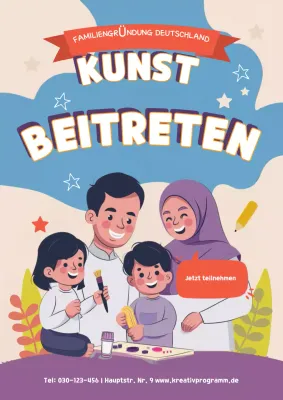 beige kreative familienveranstaltung ankündigung