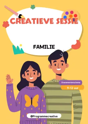 gele creatieve aankondiging familie-evenement