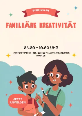 bunte Retro-Familien-Event-Ankündigung