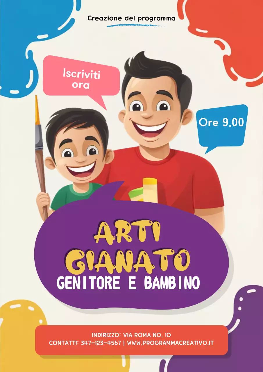 invito a un evento artistico colorato e giocoso