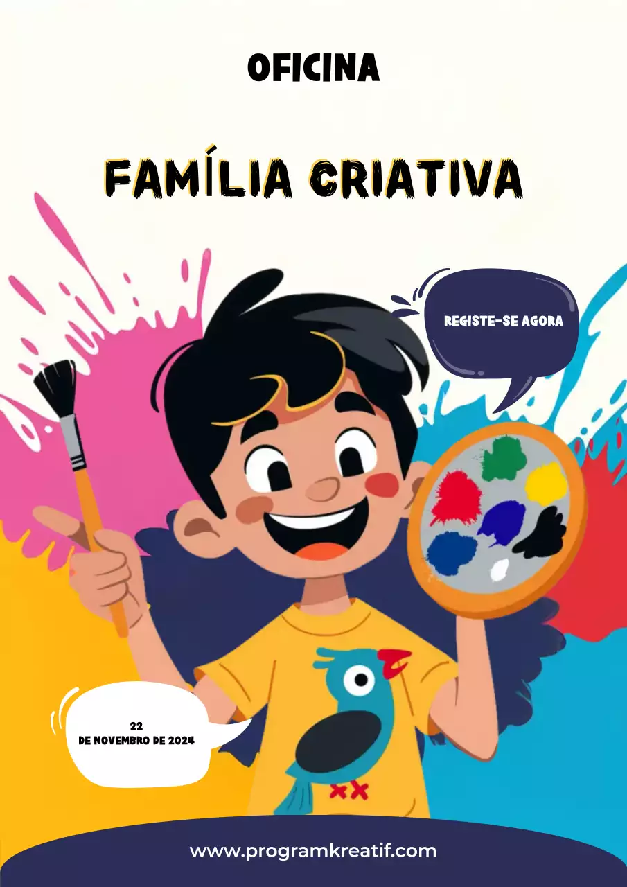 convite para oficina criativa colorida