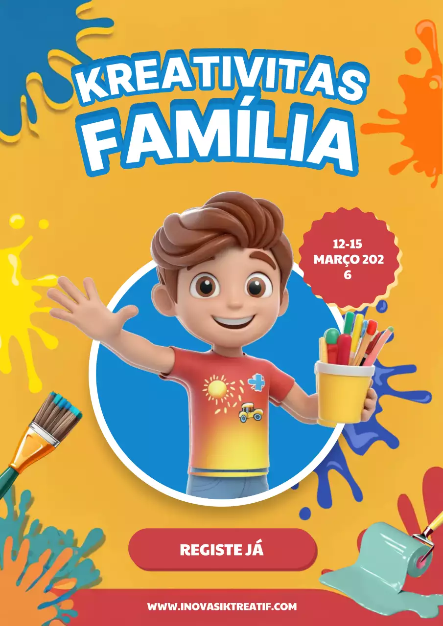 anúncio de evento familiar lúdico em laranja