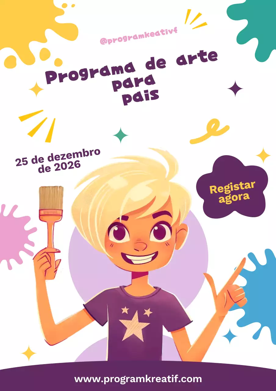 convite de arte lúdica roxa