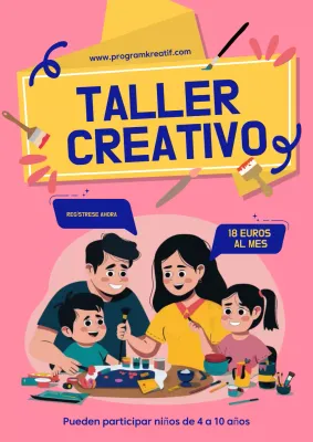 anuncio del taller creativo rosa