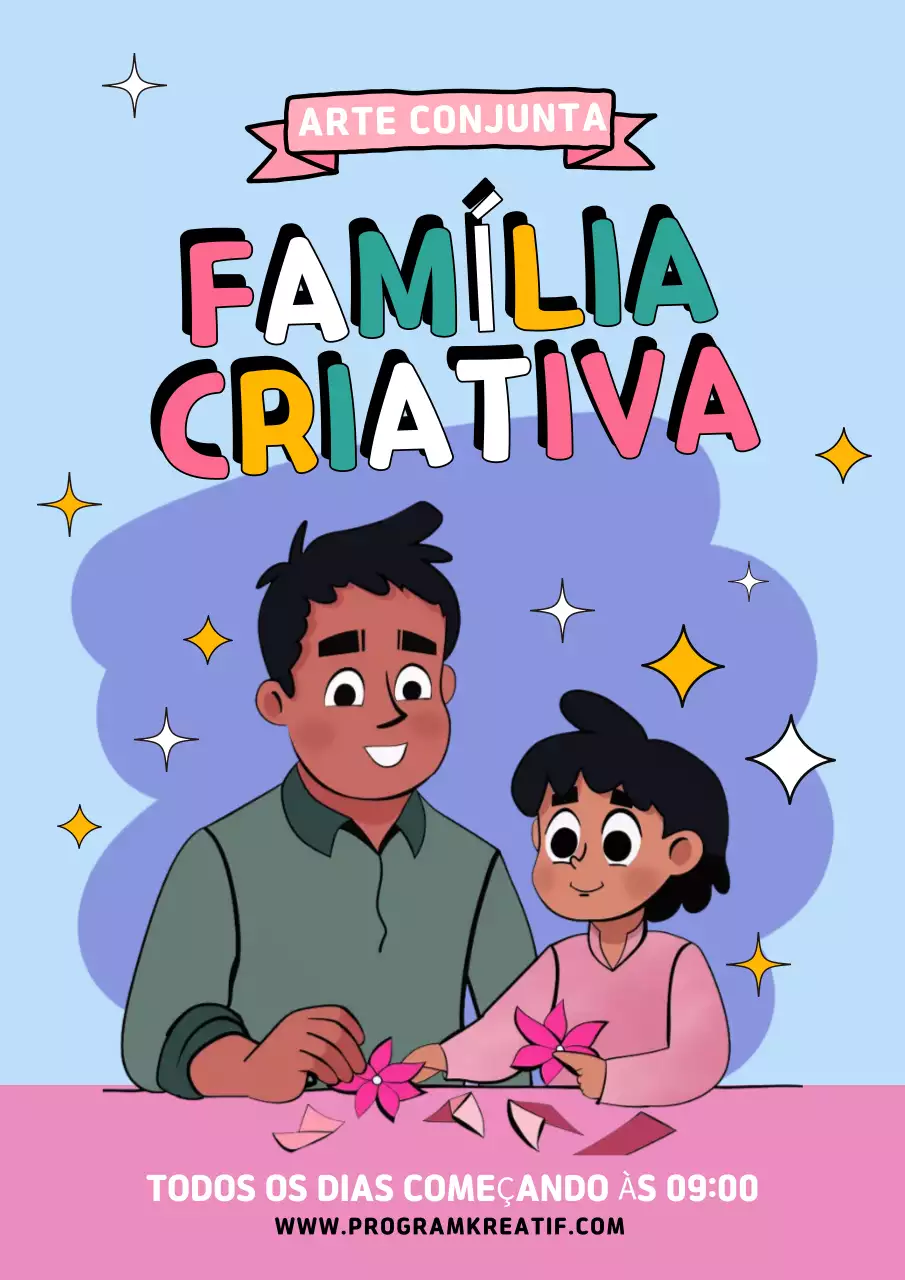 anúncio de evento familiar de banda desenhada azul