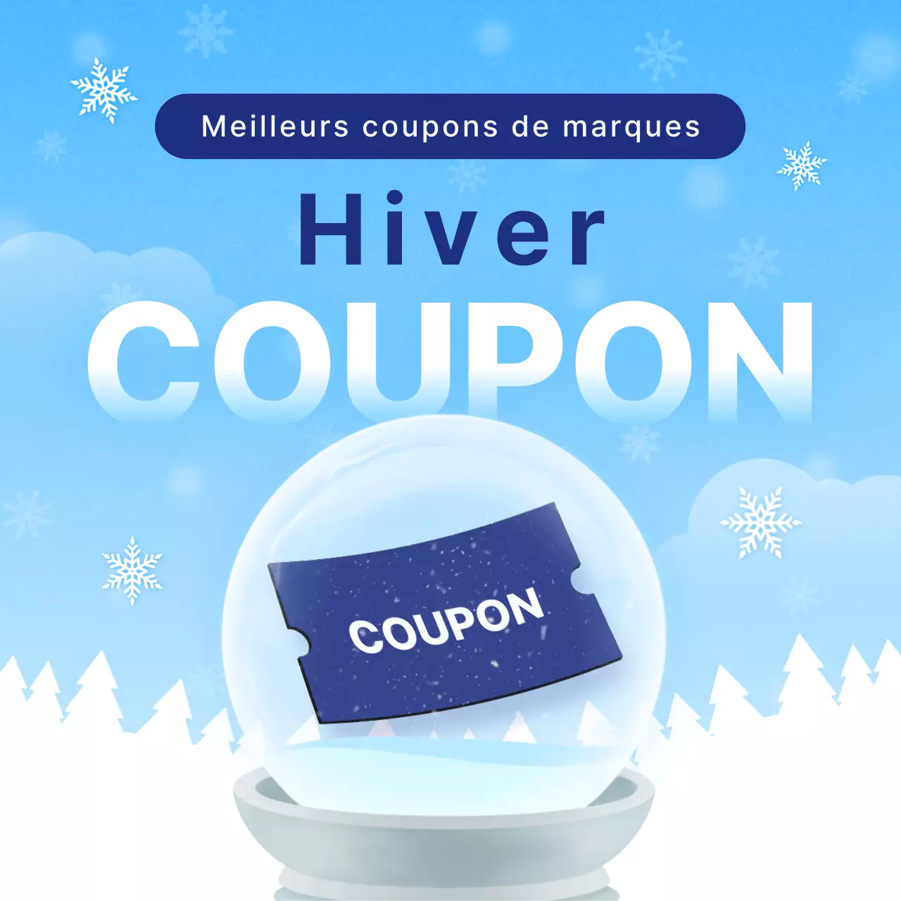 Coupon promotionnel bleu clair simple pour l'hiver