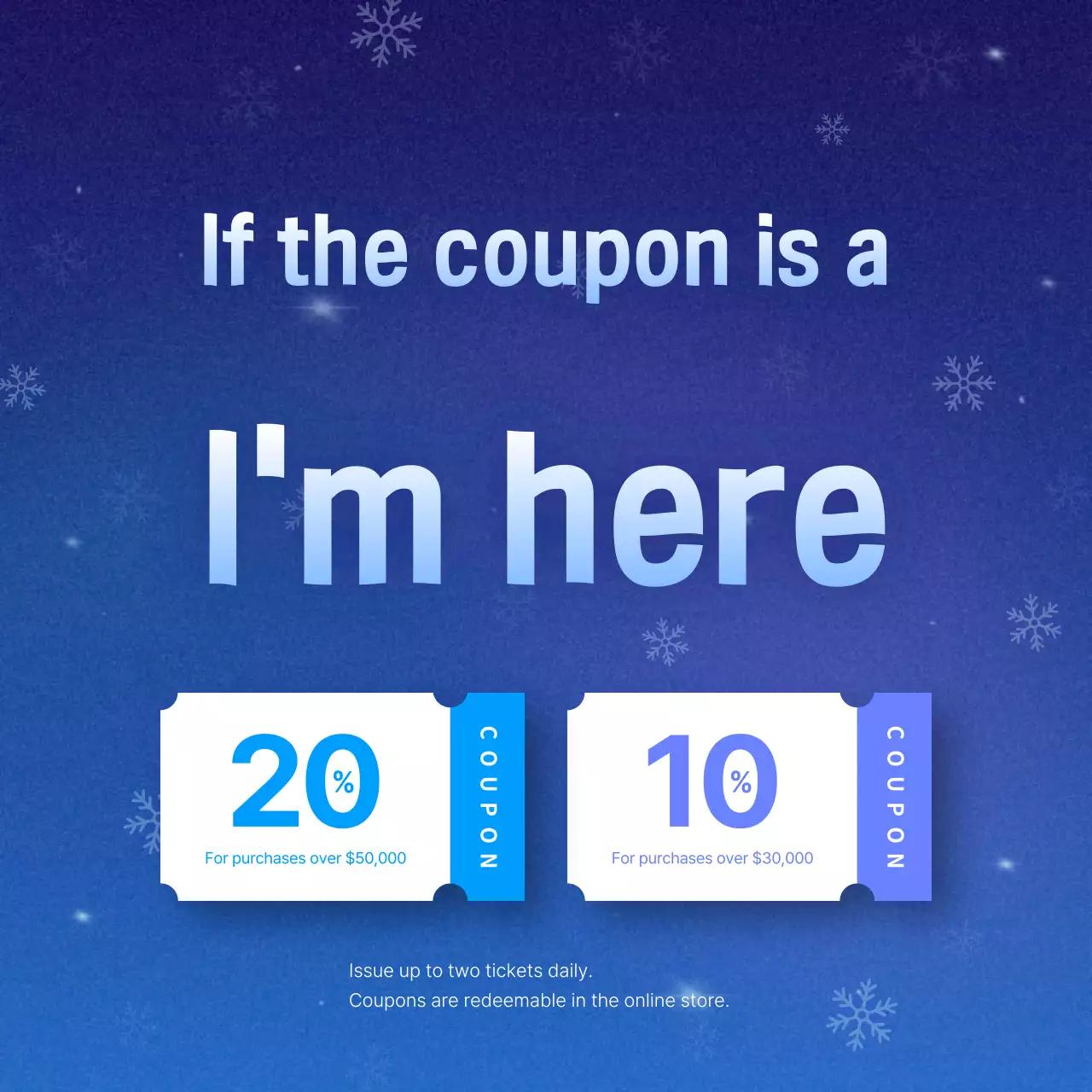 Light Blue Simple Winter Coupon Promotion