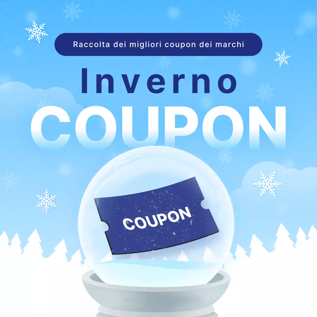 Promozione coupon invernale semplice di colore azzurro