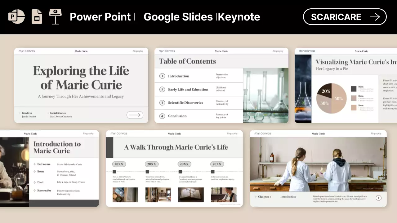 layout biografico moderno beige