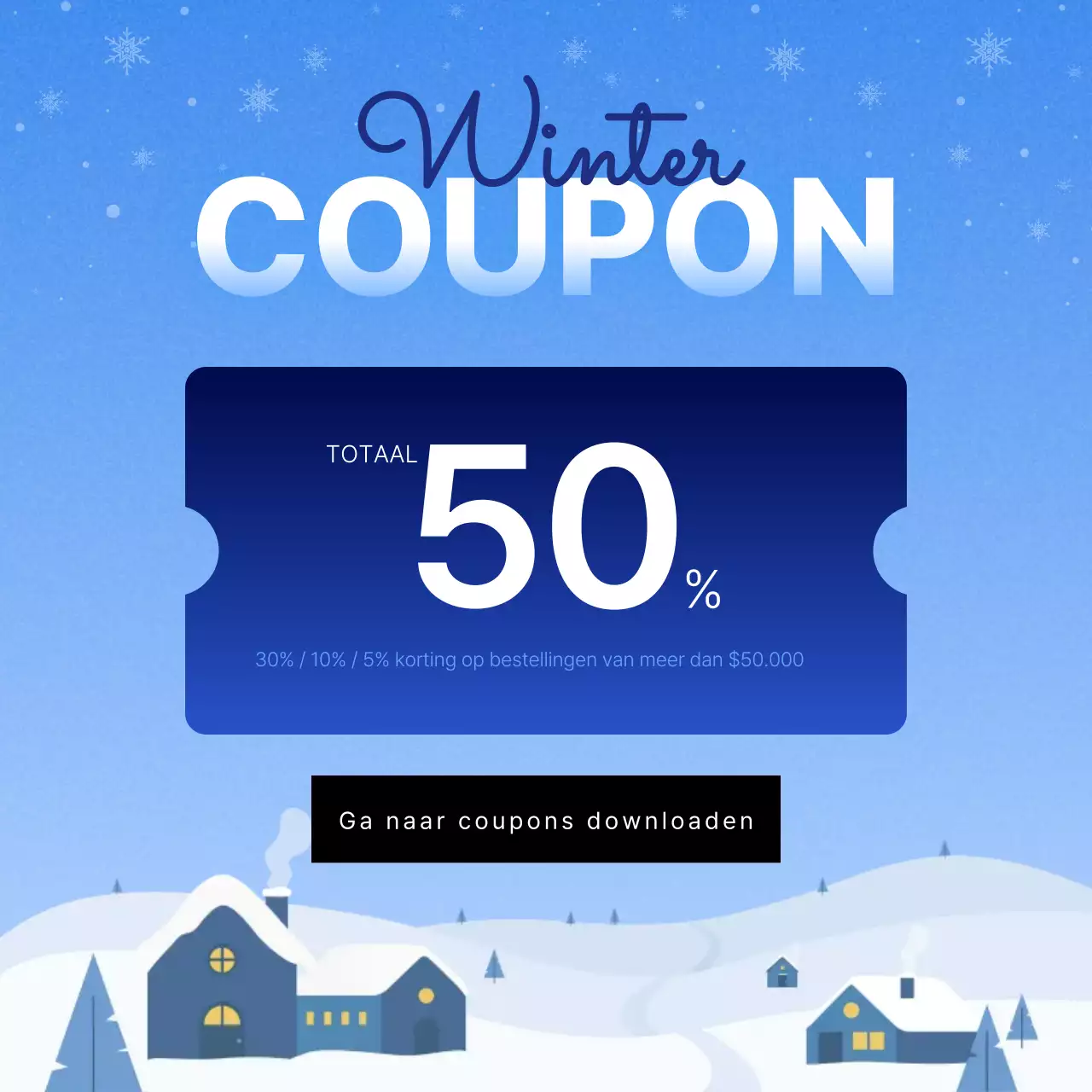 Lichtblauwe eenvoudige winter coupon promotie
