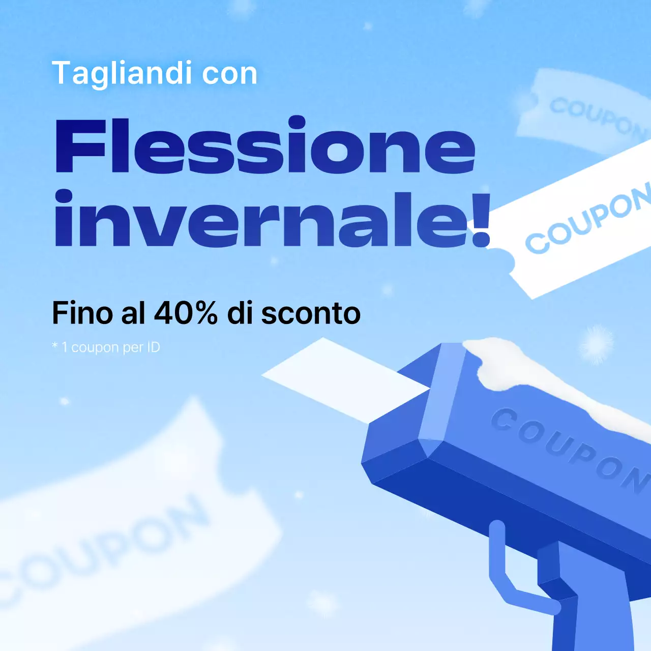 Promozione coupon invernale semplice di colore azzurro