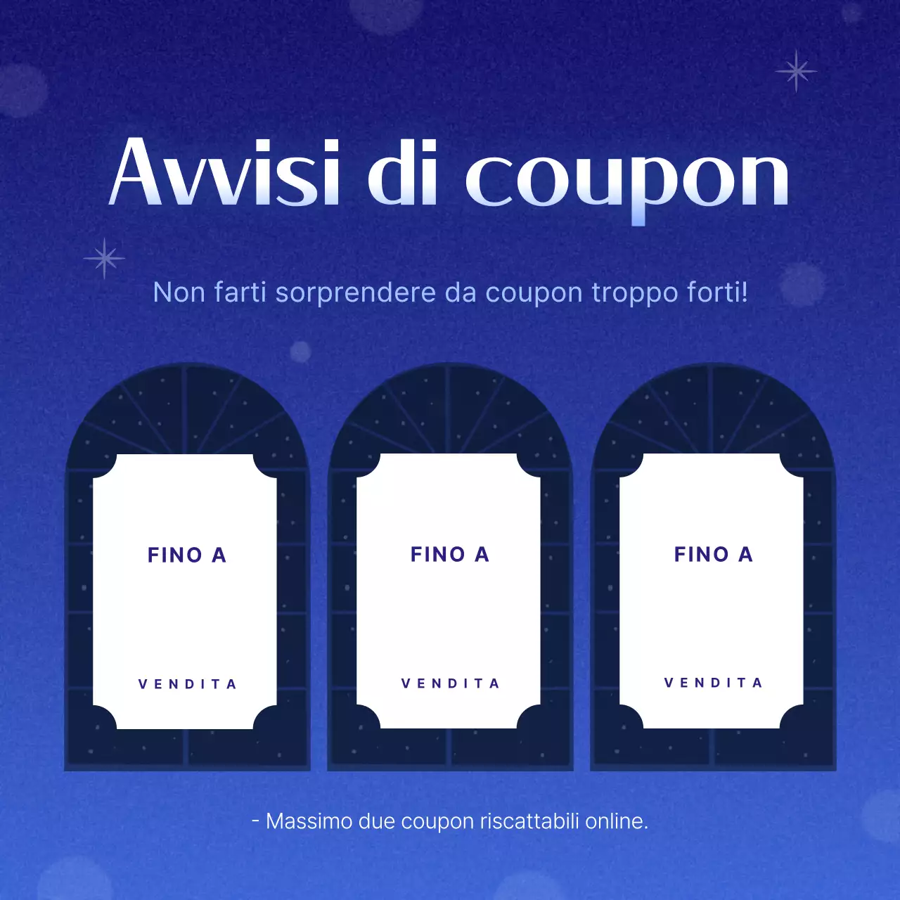 Promozione coupon invernale semplice di colore azzurro