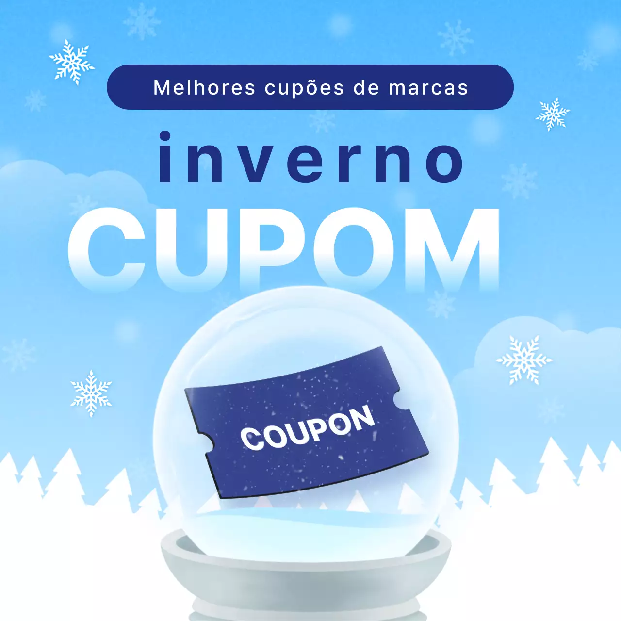 Promoção de cupão de inverno simples azul claro