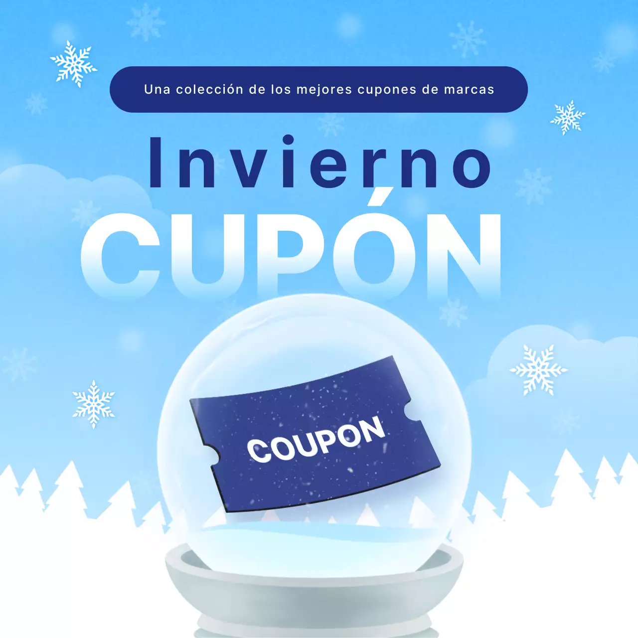 Promoción de cupón de invierno sencillo azul claro