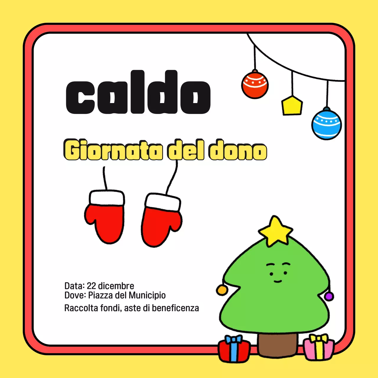 Eventi natalizi gialli e accoglienti