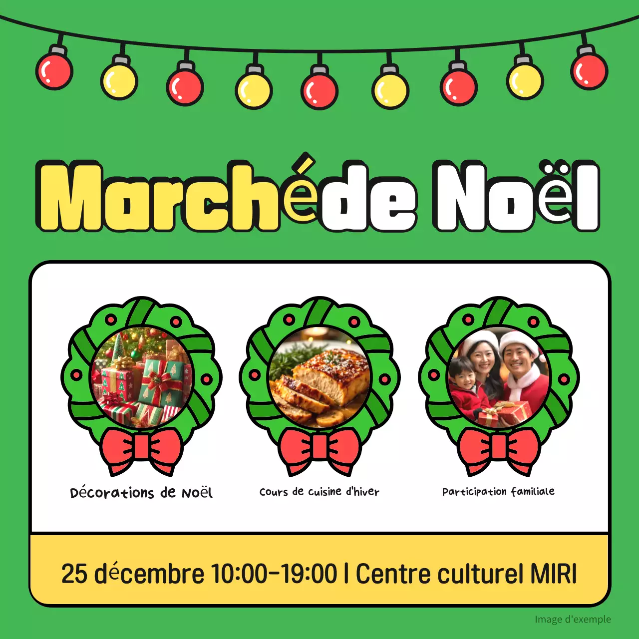 Manifestations de Noël jaunes et chaleureuses