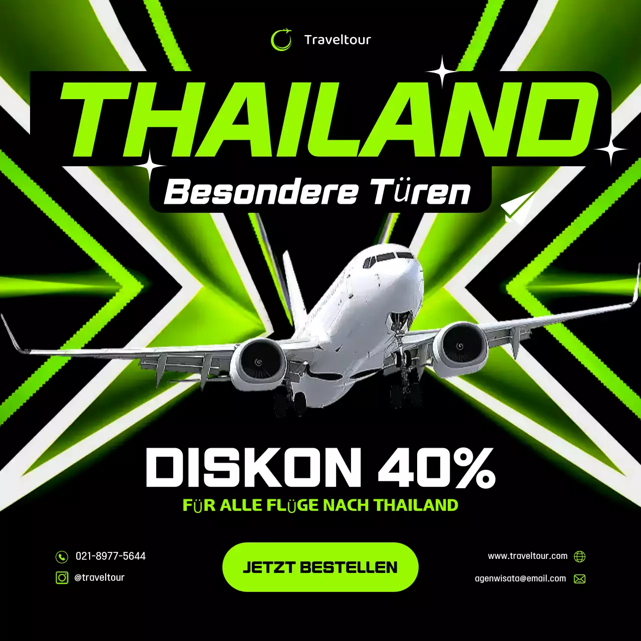 grünes modernes Reiseangebot