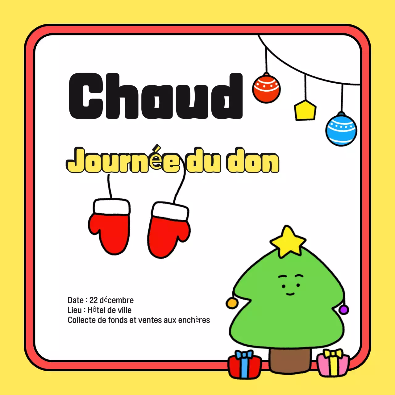 Manifestations de Noël jaunes et chaleureuses