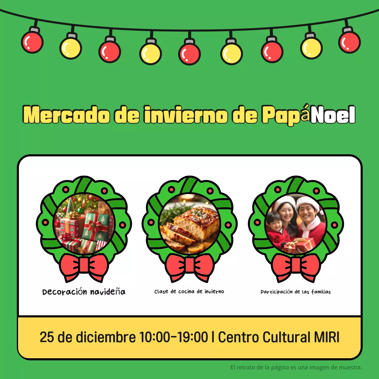 Eventos navideños acogedores en amarillo