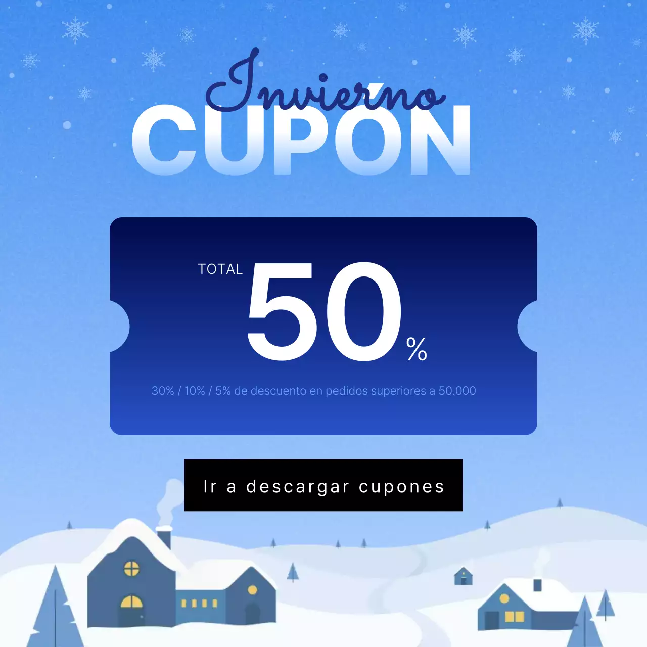 Promoción de cupón de invierno sencillo azul claro