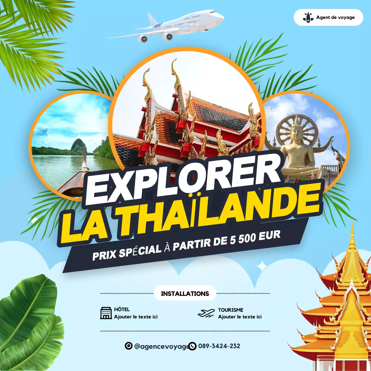 promotion des voyages en bleu moderne