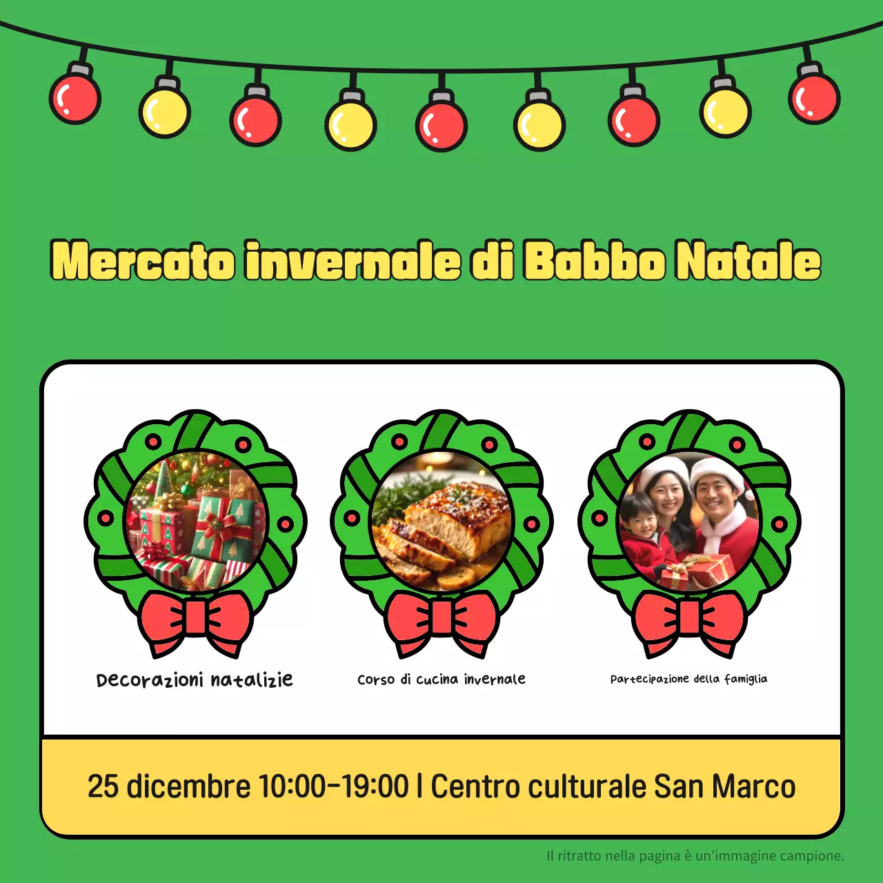 Eventi natalizi gialli e accoglienti