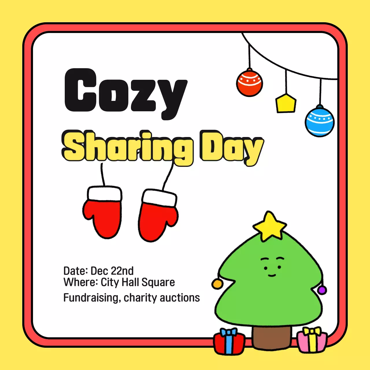 Eventos de Natal acolhedores e amarelos