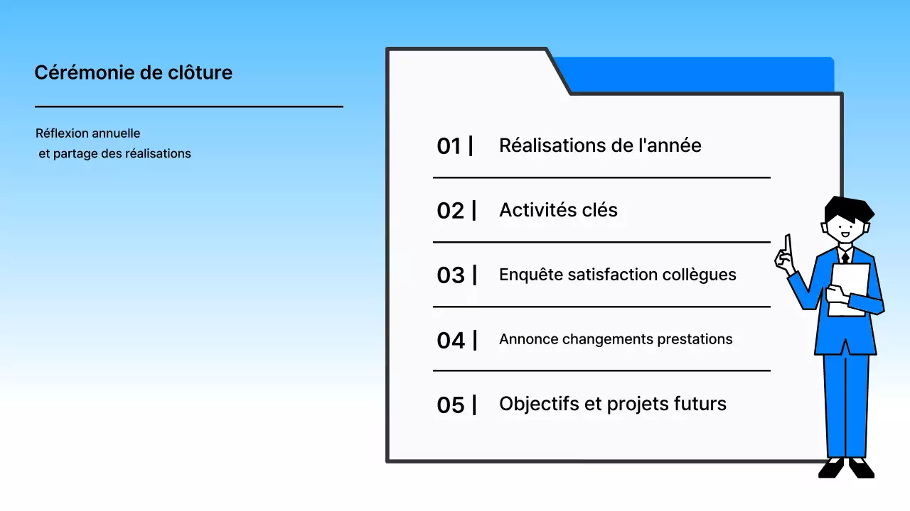 Cérémonie de clôture bleu clair et propre