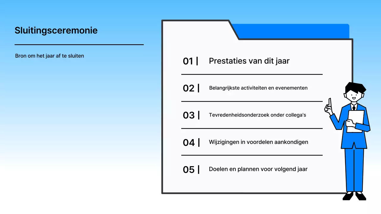 Lichtblauwe nette sluitingsceremonie