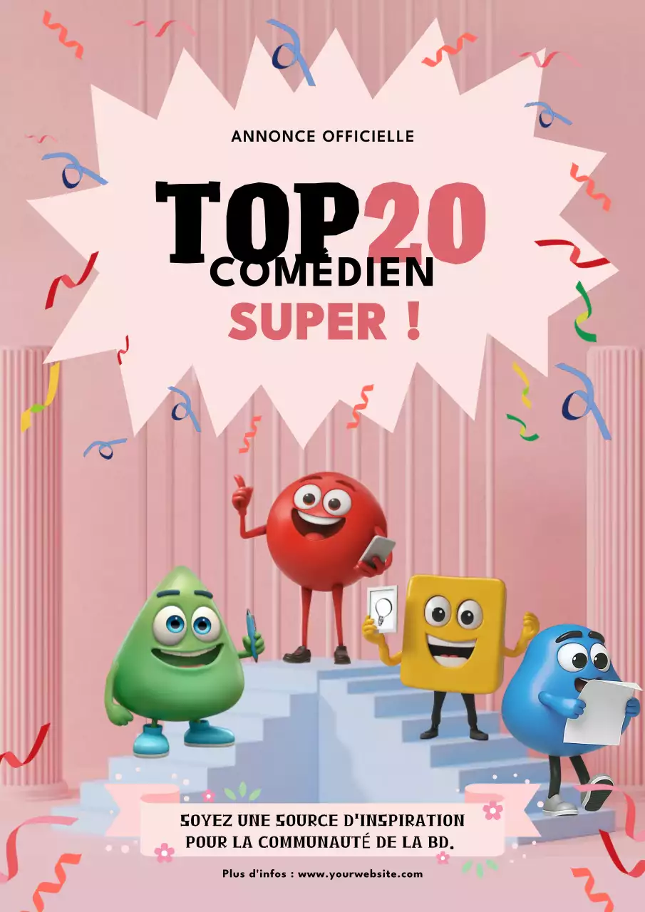 Annonce d'une bande dessinée rose et ludique