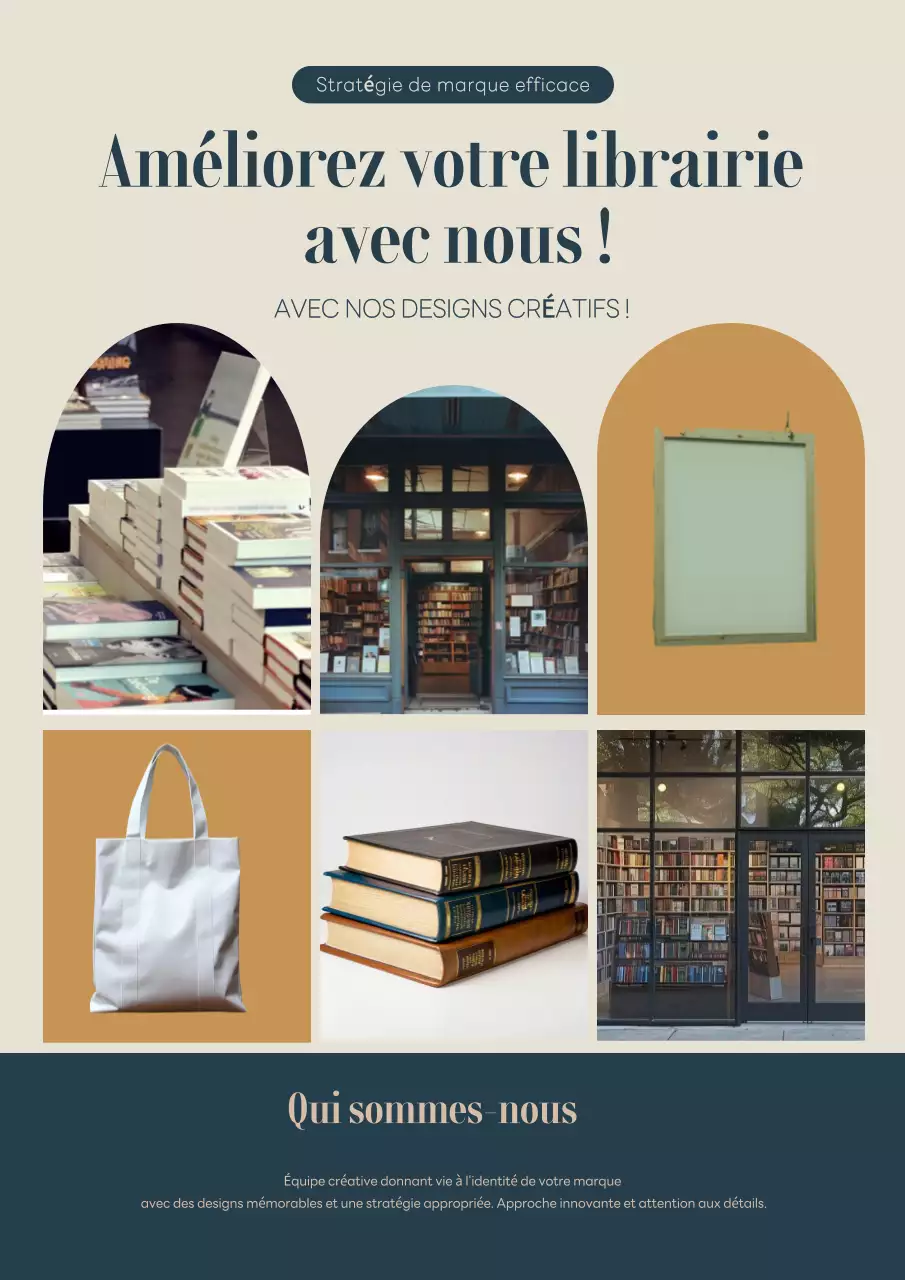 Publicité pour la librairie moderne beige