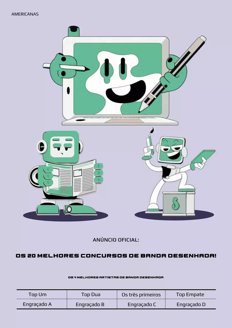 Anúncio do concurso de banda desenhada verde