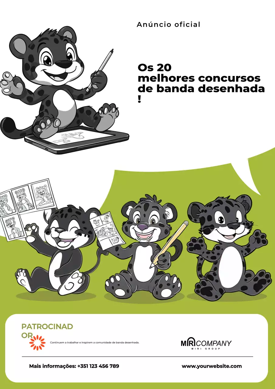 Anúncio do concurso de banda desenhada verde