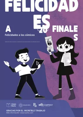 Anuncio de concurso de cómic morado